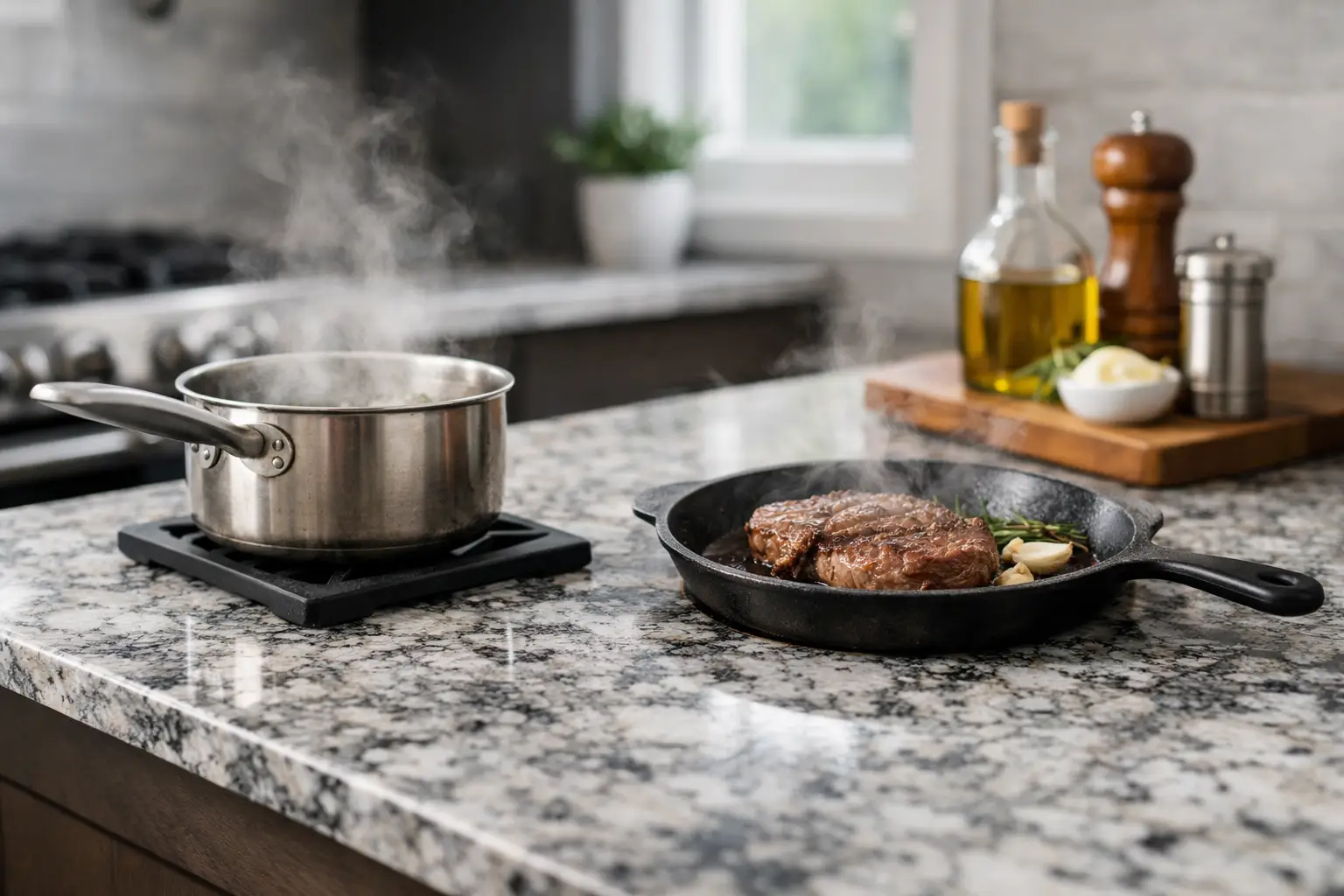 Are granite counters heat resistant to hot pots and pans