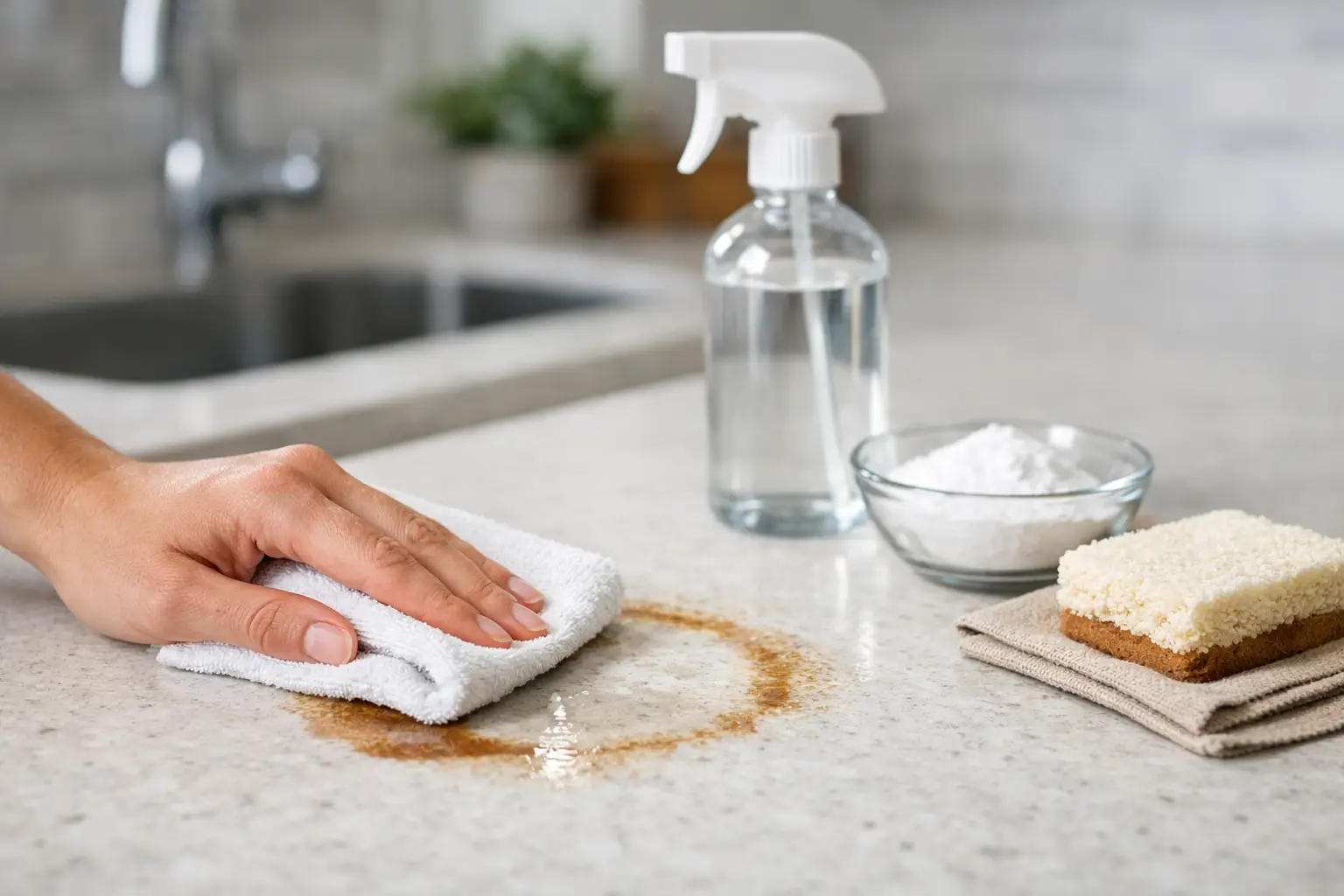 How to remove countertop stains without damaging the surface