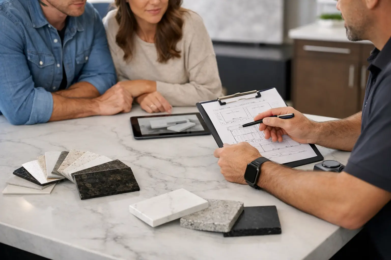 Stone countertop quote process and material selection consultation